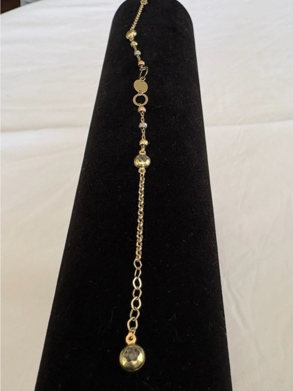 14k Yellow Gold Beaded Drop Bracelet - Elegant Women's Jewelry